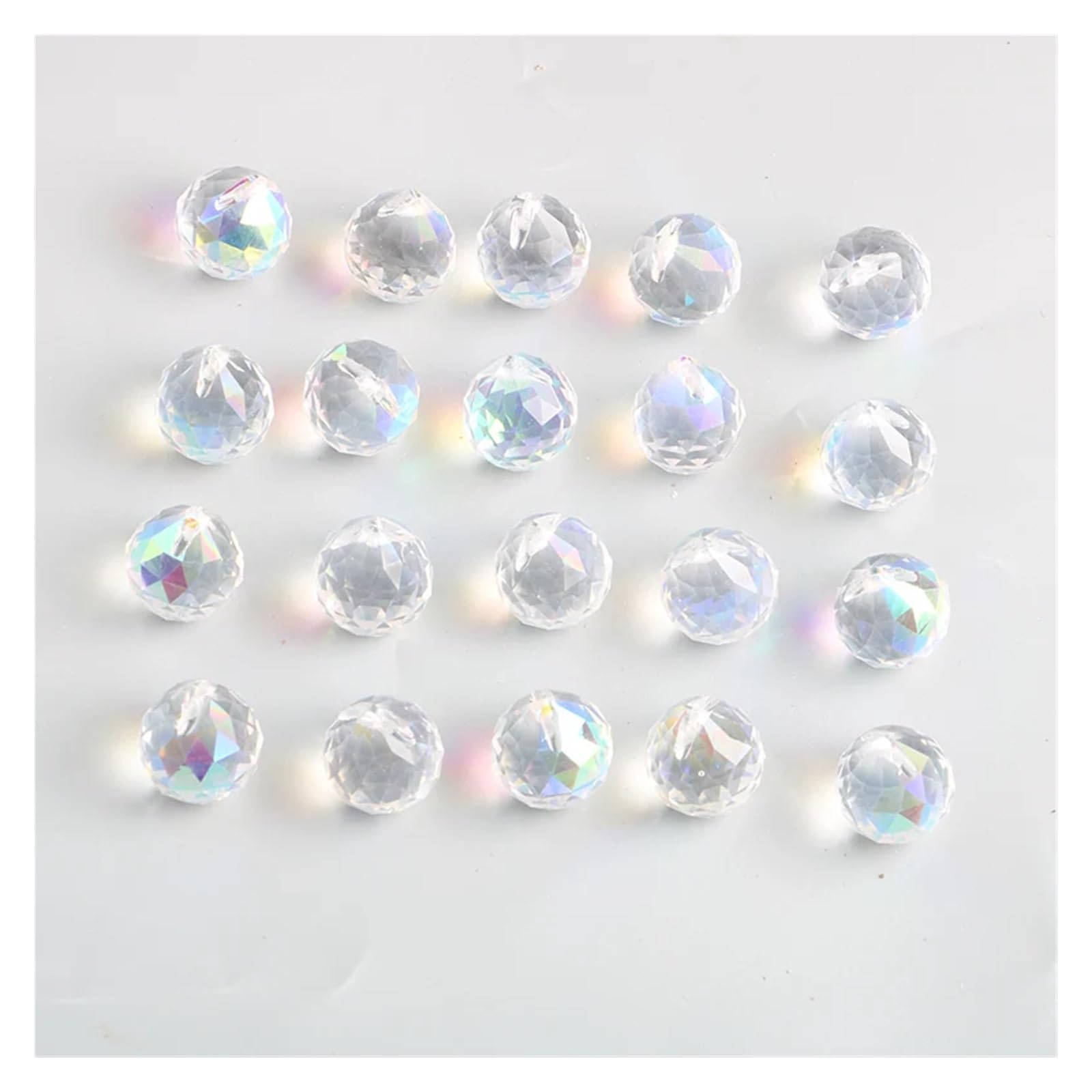 tianwandong 10 stücke Klar Facettierte Kristall Ball Glas Suncatcher Prismen Anhänger Lampe Kronleuchter Teile Fengshui Beleuchtung Zubehör 20/30/40mm(AB,10pcs-40mm ball)