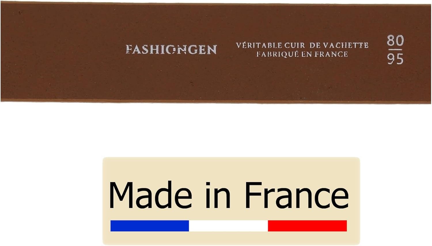 FASHIONGEN - Vegetable tanned bull leather belt, for women and men, ALFONSA