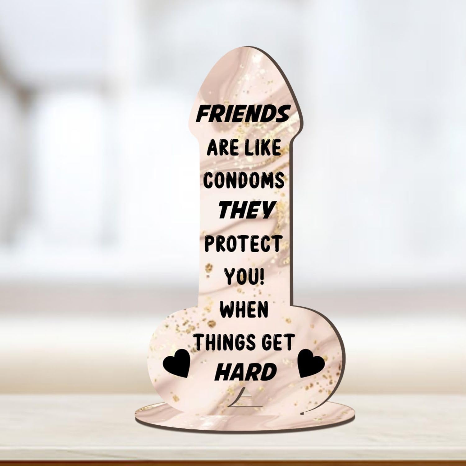 Pixie's Gifts Funny Rude Friendship Plaque Novelty Birthday Best Friend Joke Gift Her Color and Material Options Available (Mdf Wood Small 13.5cm x 7cm, Marble Effect)