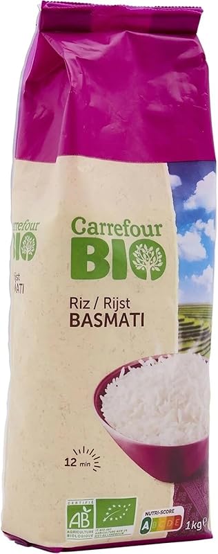 CARREFOUR BIO - Riz Basmati Long Bio - Riz à Grains Longs - le paquet d'1Kg - Le Lot De 4