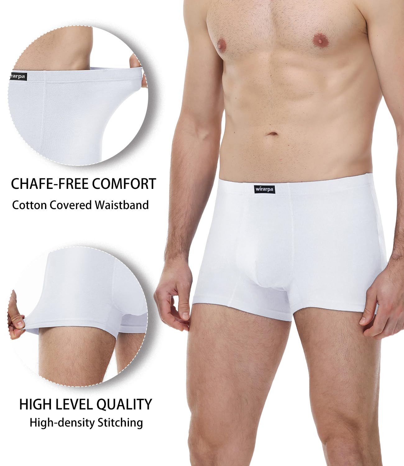 wirarpa Calzoncillos Bóxer para Hombre de Algodón Suave, Cómodos, Ajustados y sin Abertura, Pack de 4