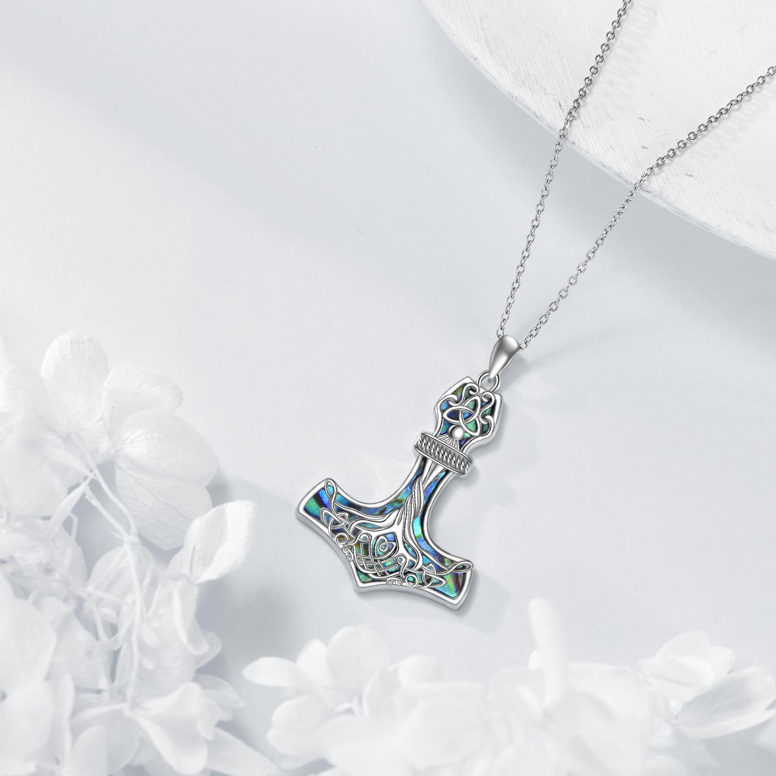 DAYLINLOVE Thors Hammer Halskette 925 Sterling Silber Thor Hammer Hängende Halskette Viking Juwelen Damen Geschenk für Mädchen Frauen Mutter Thors Hammer Liebhaber