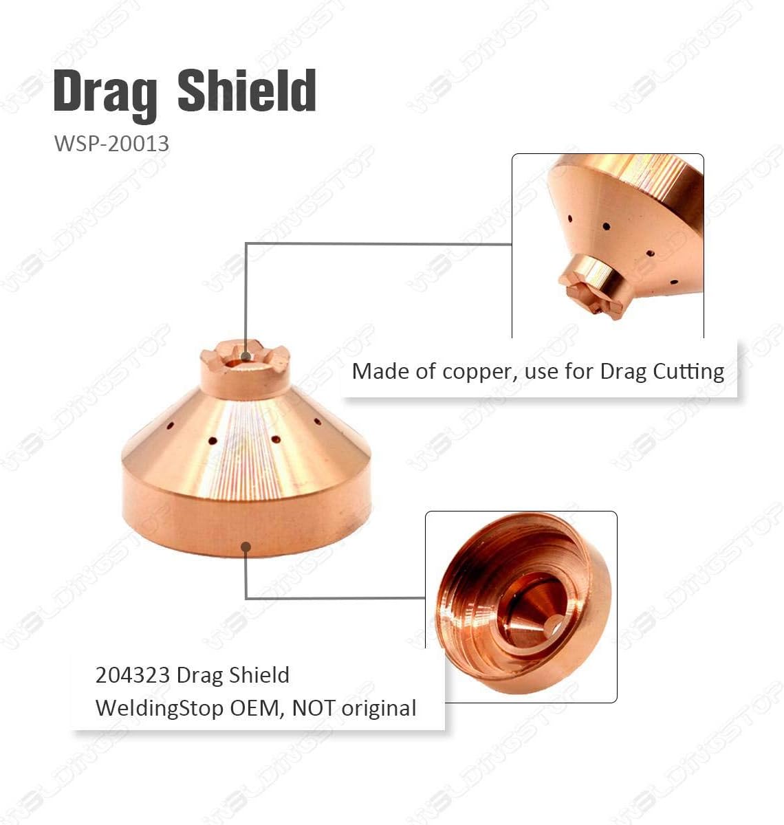 WeldingStop ICE-40C/T Plasma Electrode 192047 204325 Tip 204323 Shield Cap fit Miller Spectrum 625 Cutter PKG-15