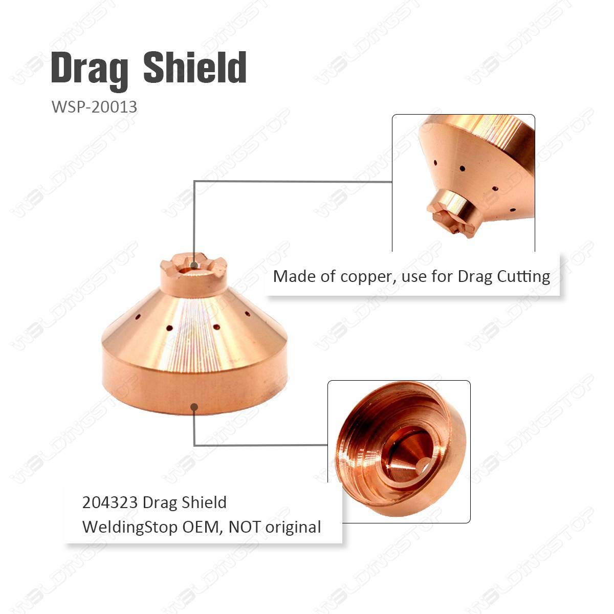 WeldingStop ICE-40C ICE-40T Plasma Electrode 192047 Tips 204325 Drag Shield 204323 for Miller Spectrum 625 Cutter Torch PK-12
