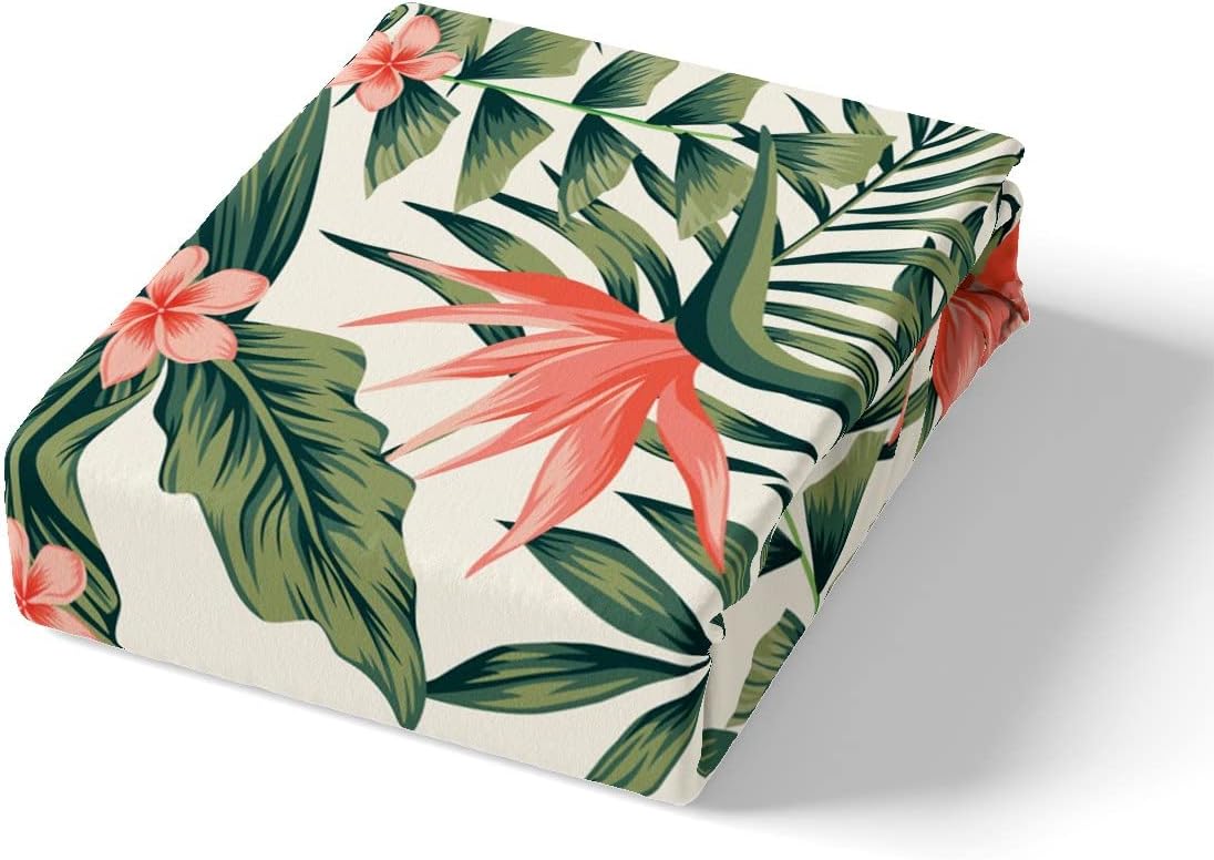 Feelyou Tropical Palm Leaves Comforter Cover Set Nature Theme Floral Flower Leaf Pattern Bedding Set for Boys Girls Children Botanical Leaf Green Bedding Duvet Cover Set Room Decor Full Size Zipper