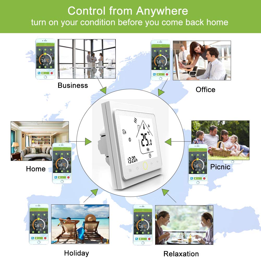 Inteligentny termostat WiFi do kotła gazowego/wodnego, bezprzewodowy termostaty, kompatybilny z Alexa Google Home IFTTT, cyfrowy regulator temperatury do inteligentnego domu 3A