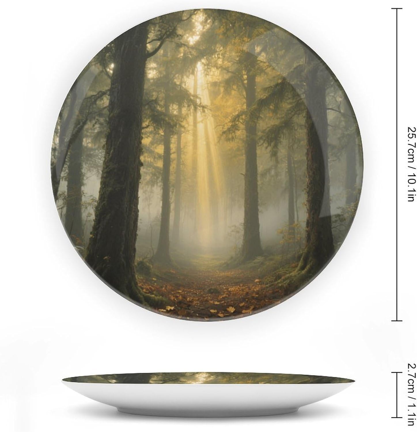 Bone China Decorative Plates Mysterious Primeval Forest Ceramic Decorative Plate Wall Decor with Display Stand Ceramic Ornaments for Wall Hanging Decoration