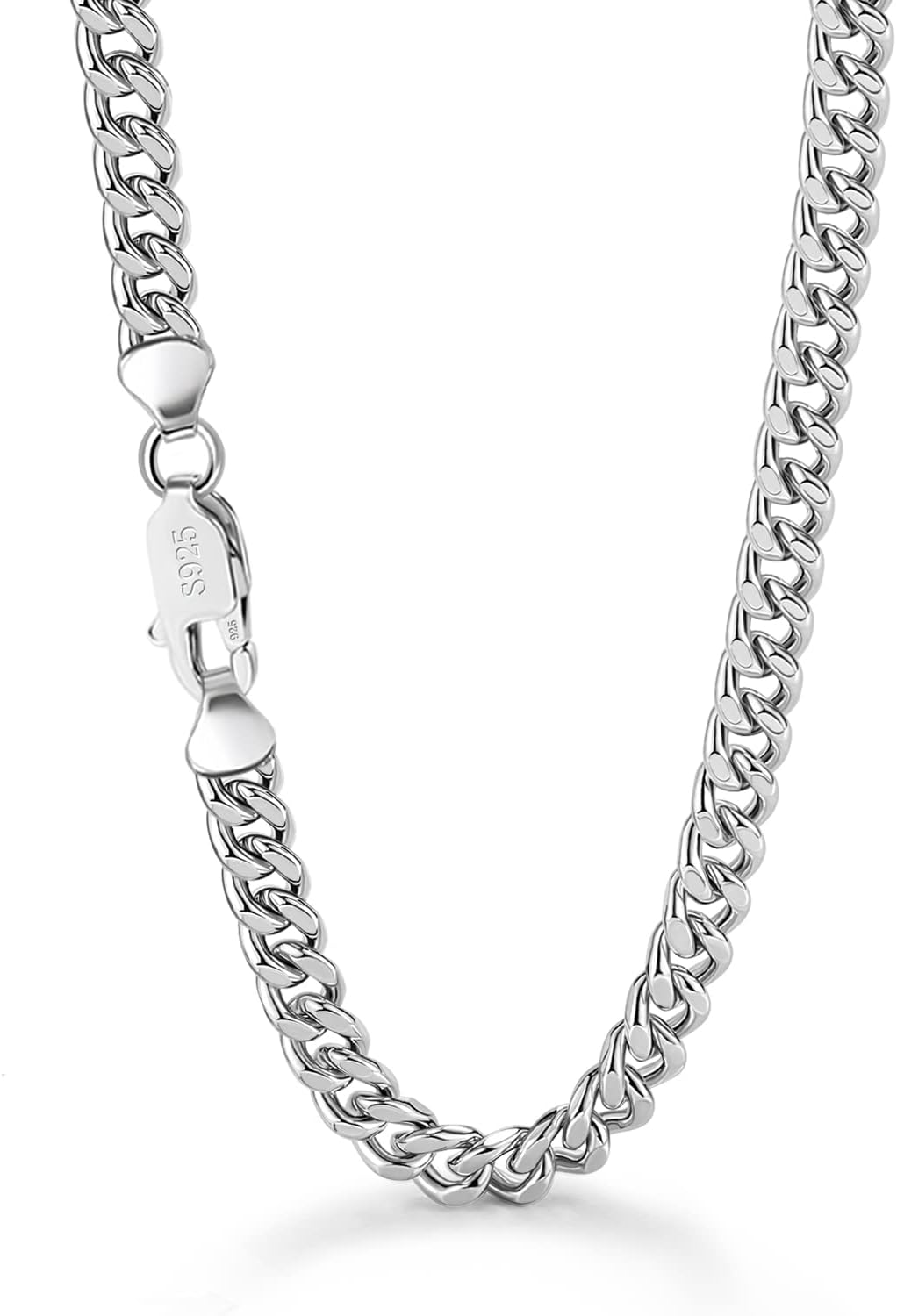 Dankadi Hip-Punk Solid 925 Sterling Silver Miami Cuban Link For Men & Woman Necklace Fashion 3-6 MM 18-30 inches Curb Chain Unisex Jewelry Gift