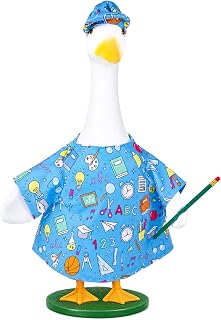 Back to School Porch Goose Outfits, First Day of School Lawn Goose Outfit Set with Dress Hat Schoolbag Pencil Goose Costume for School Classroom Outdoor Porch Garden Patio Yard Lawn Decor