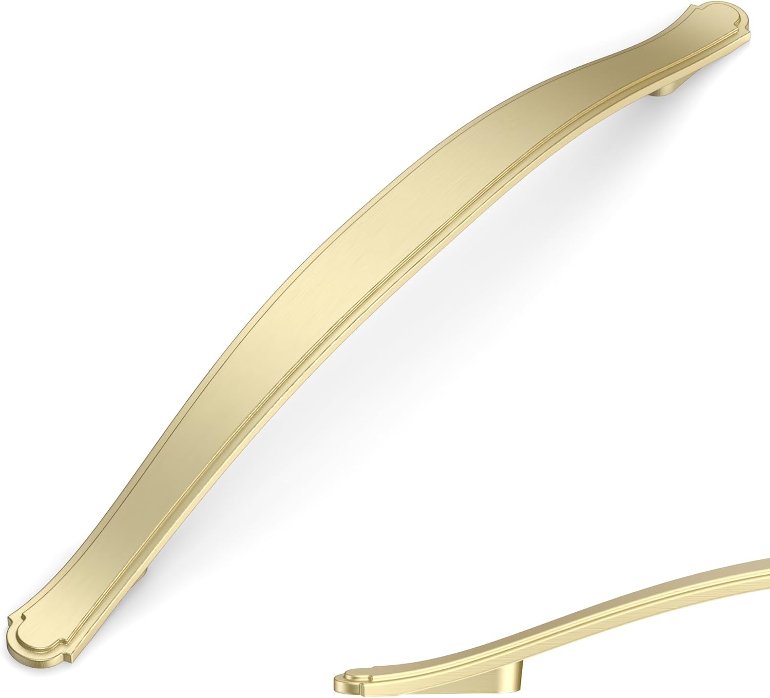 Asidrama 10 Pack 6.3 Inch(160mm) Brushed Gold Kitchen Cabinet Handles Cabinet Pulls Kitchen Cabinet Hardware for Cupboard Drawer Pulls 6.3" Hole Center Curved-10 Pack Brushed Gold