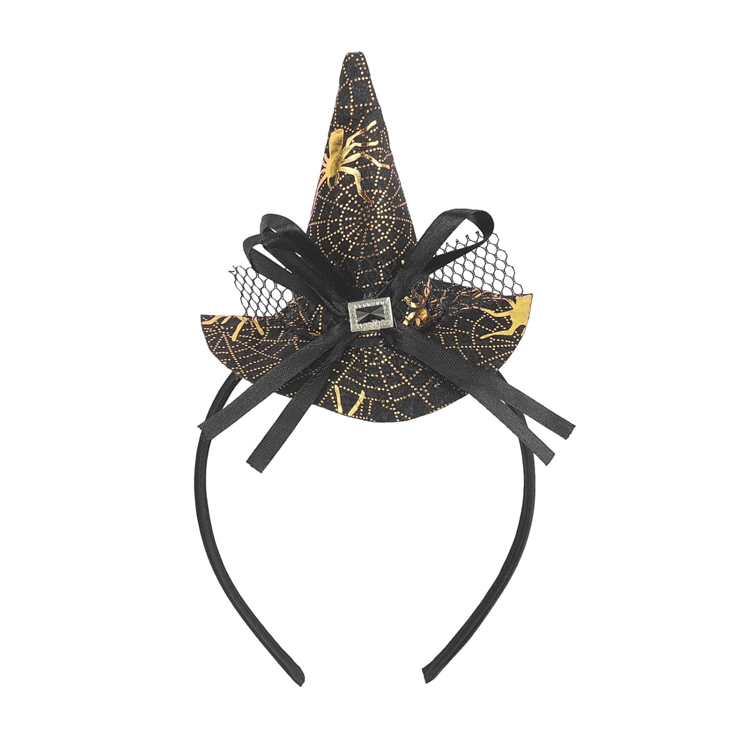 Halloween Witch Hat Headband Cute Spider Hair Hoop for Women Girls Cosplay Makeup Costume Decoration Party Supplies Halloween Hair Accessories (Black Gold) Spider Normal