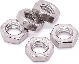 3/8-16 UNC Stainless Steel Thin Hex Nuts Hexagon Jam Nuts, 304 Stainless Steel 18-8, Full Thread, Coarse Thread, 25 PCS