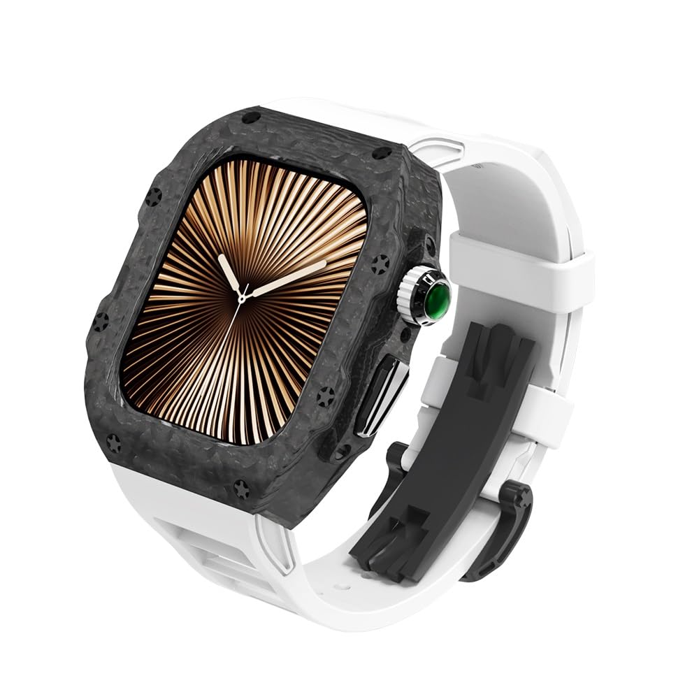 Luksusowy zestaw do modyfikacji z włókna węglowego, do Apple Watch Series 10, 46 mm, zestaw modów, pasek do zegarka, do iWatch serii 10, 42 mm, 9, 8, 7, 6, 5, 4, SE, 44 mm, 45 mm