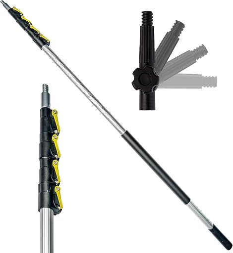 DOCA Telescoping Pole 5-12 Ft - Extension Pole for Cleaning, Feather Duster, Window Washing Kit, Paint Roller, Window Squeegee - High Reach Extendable Kit for Indoor & Outdoor - Pole Only