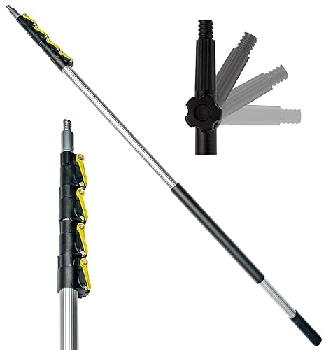 DOCA Telescoping Pole 7-30 Ft - Extension Pole for Cleaning, Feather Duster, Window Washing Kit, Paint Roller, Window Squeegee - High Reach Extendable Kit for Indoor & Outdoor - Pole Only - 30 Ft - Pole Only