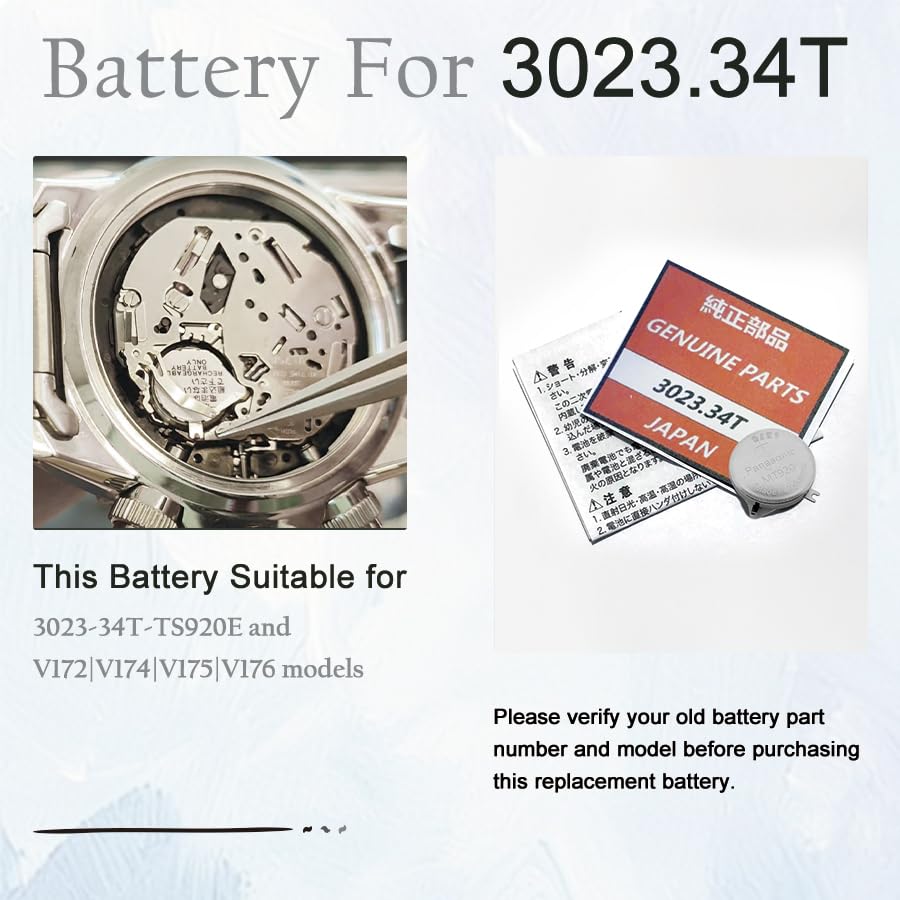 Batería de reemplazo 3023.34T compatible con Seiko miniatura 5