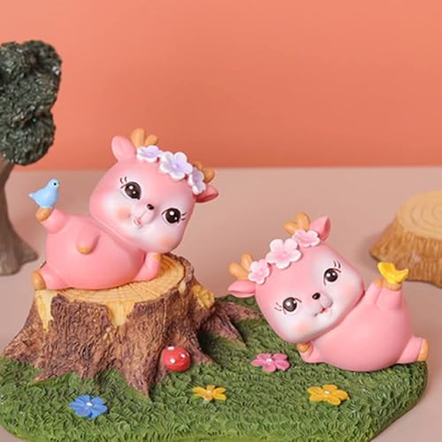 Miniatura 6 de ikasus Figuras de ciervo para decoración de pastel, decoración de escritorio de automóvil de animales del bosque, linda estatua en miniatura,