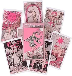 Pink Tarot For Beginners, Baralho de Tarô Completo em Rosa Claro, 78 Cartas, Estilo Waite Clássico, 6 x 11 cm, com Caixa Decorativa
