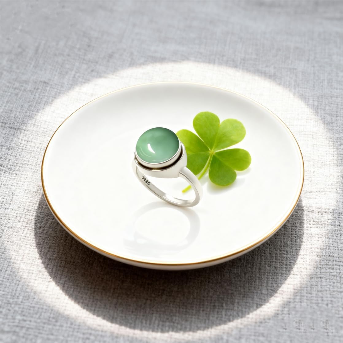 Simple Plain Classics Single Agate Quartz Gemstone S925 Sterling Silver Ring For Women, Statement Jewelry - Image 5