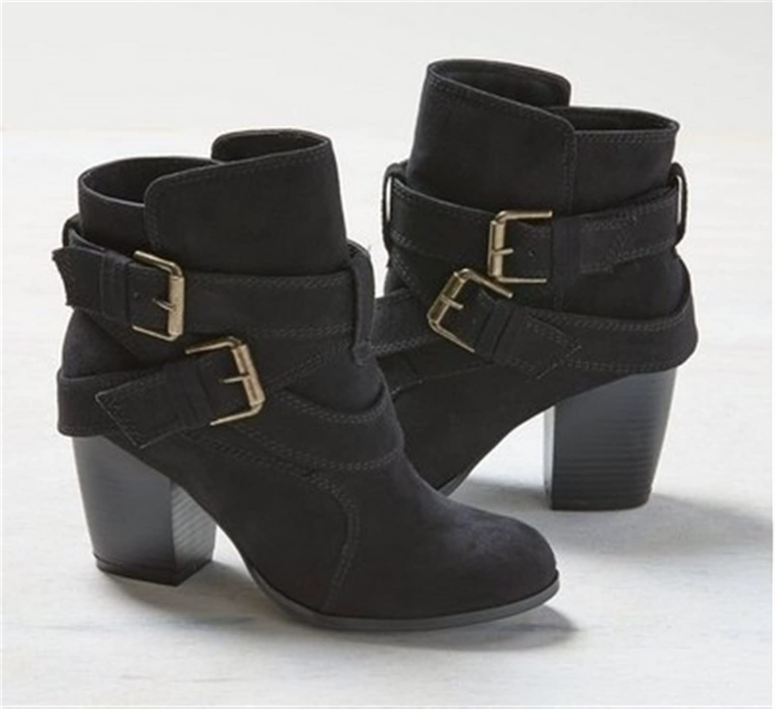YDYCG Women Plus Size34-43 Ankle Boots Europe Style Vintage Women High Heels Buckle Rubber Casual Ladies Shoes Fashion