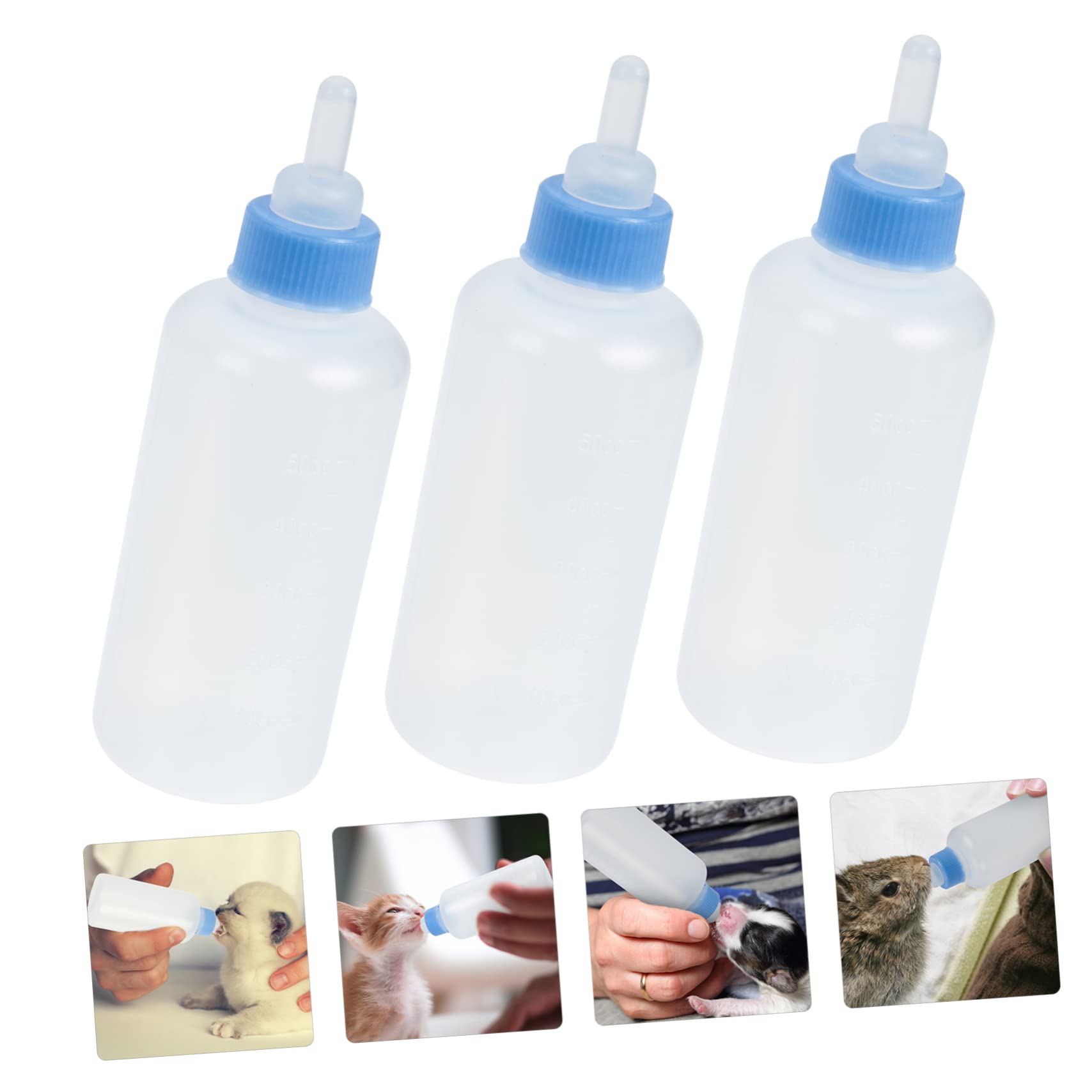 GRIRIW Newborn Kitten Nursing Bottle Lightweight Portable Pet Feeding 3pcs Cat Dog Milk Bottles Cat Nipples