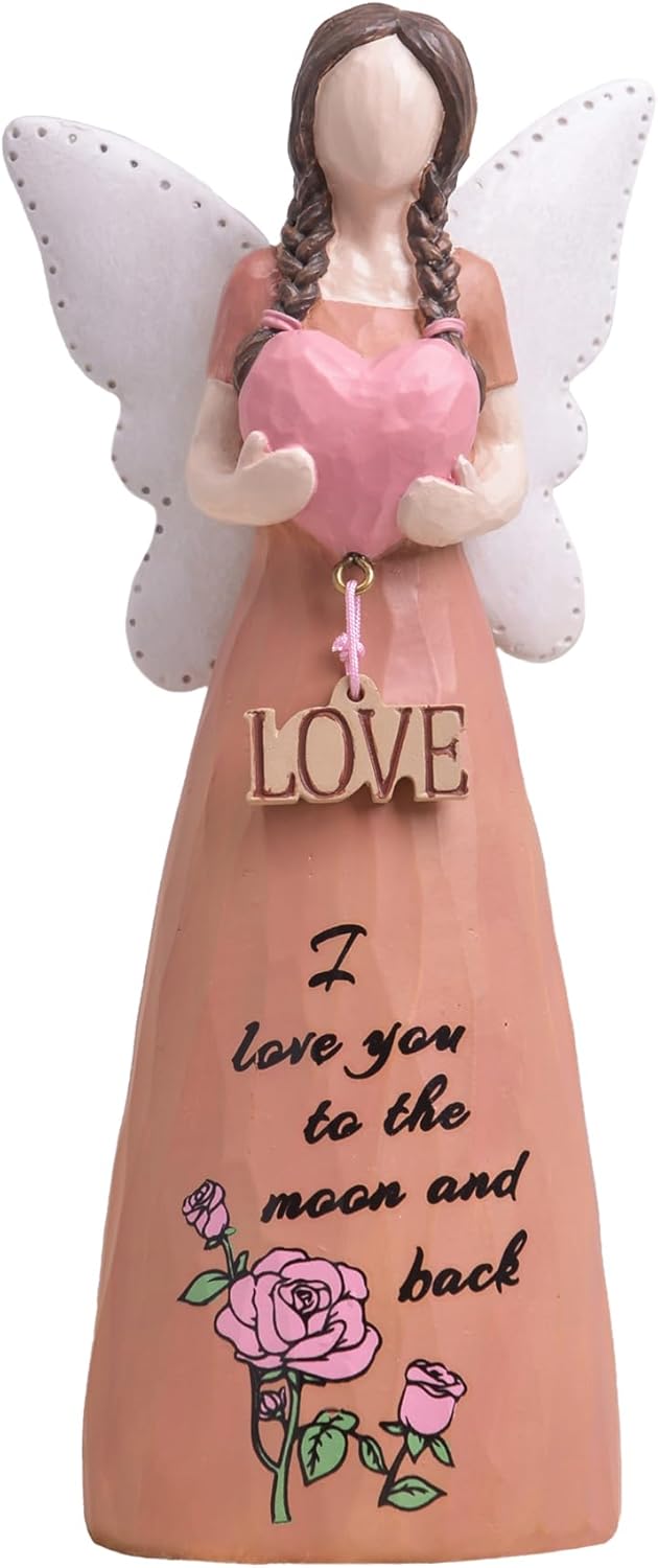 Love Angel Statue,Resin Statue with Heart Gifts for Women,Gift for Mother,Wedding, Anniversary,Valentine's Day, Sculpted Hand-Painted Figurine