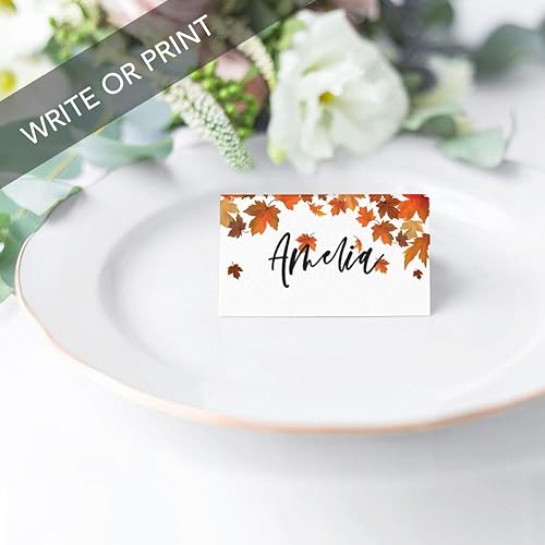 Miniatura 4 de Andaz Press Tarjetas de mesa de otoño y otoño con hojas de arce para mesas de fiesta de boda, tarjetas de lugar con nombre de asientos, puntuadas
