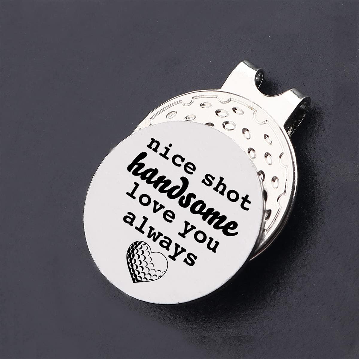 review VIYZZX Funny Golf Gifts for Men Golfers Him, Nice Shot Handsome Love You Always Golf Golf Ball Marker with Magnetic Hat Clip Stainless Steel, Novelty Golfing Gift for Dad Husband Boyfriend