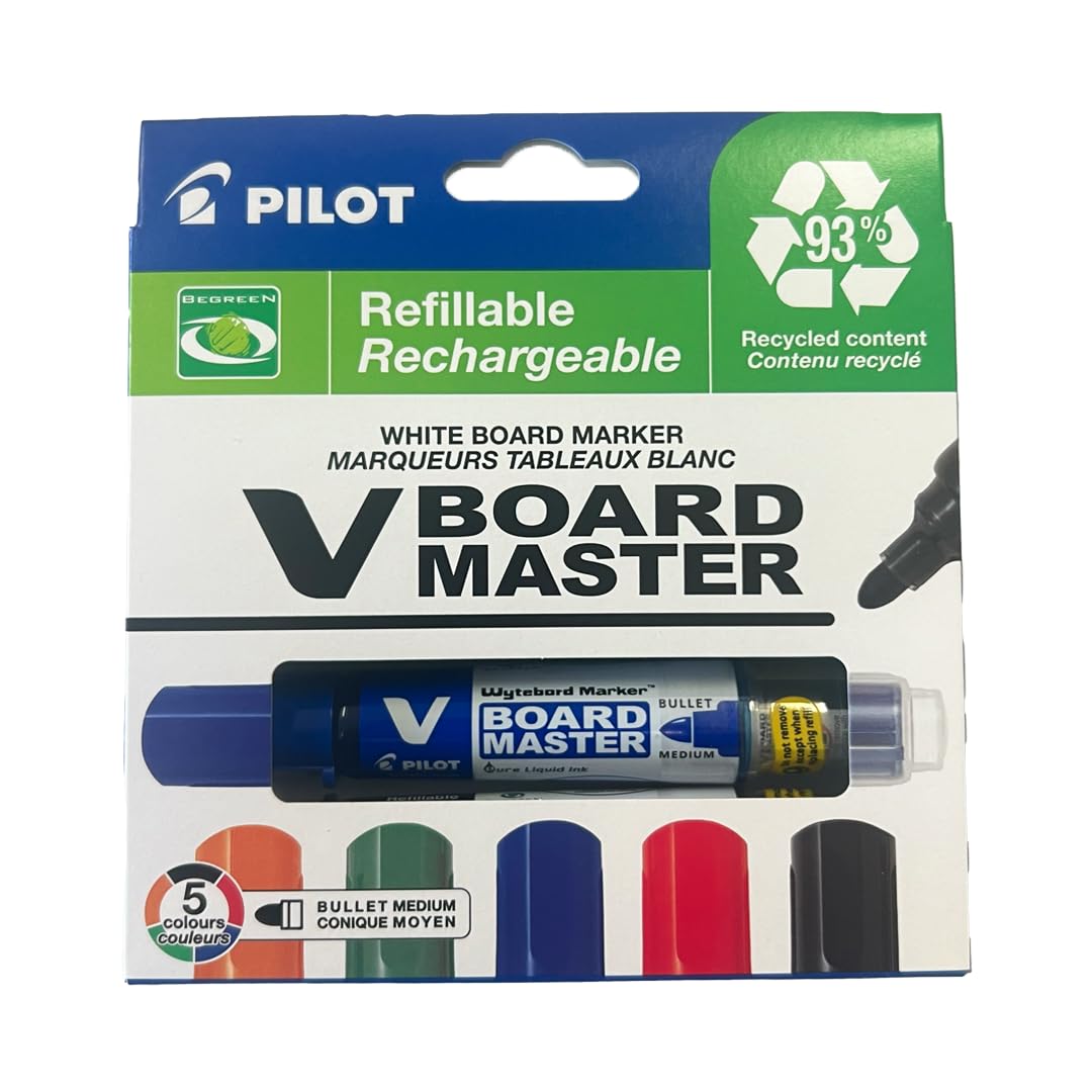 Pilot V Board Master - Set de 5 Marcadores Multicolor para Pizarra (el empaque puede diferir)