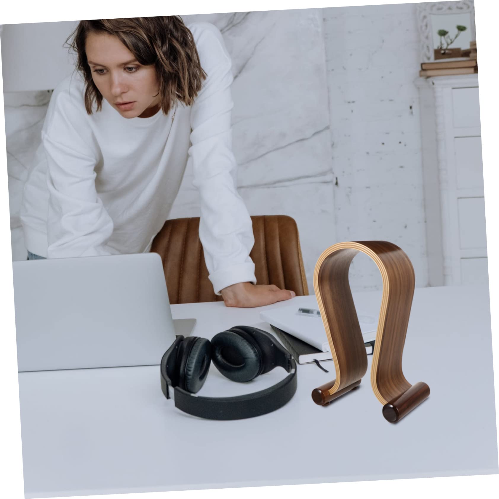 Veemoon Soporte De Auriculares De Madera Estante De Exhibición Para Auriculares Diseño u Organizador De Escritorio Estéreo y Gaming