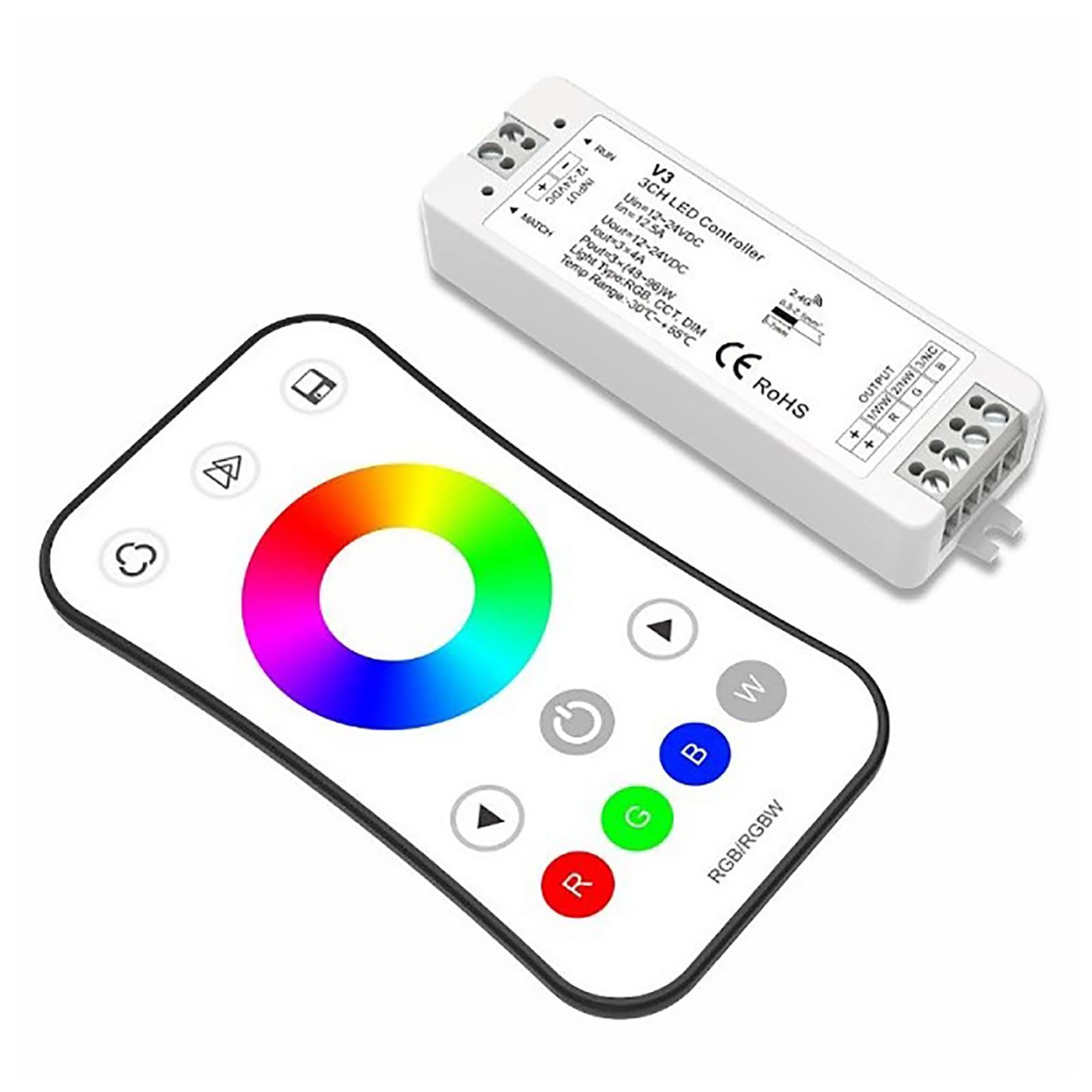 Planetitaly Boîtier de commande RF 15 A 3 canaux pour bande LED RGB spot lampe LED sans fil télécommande tactile