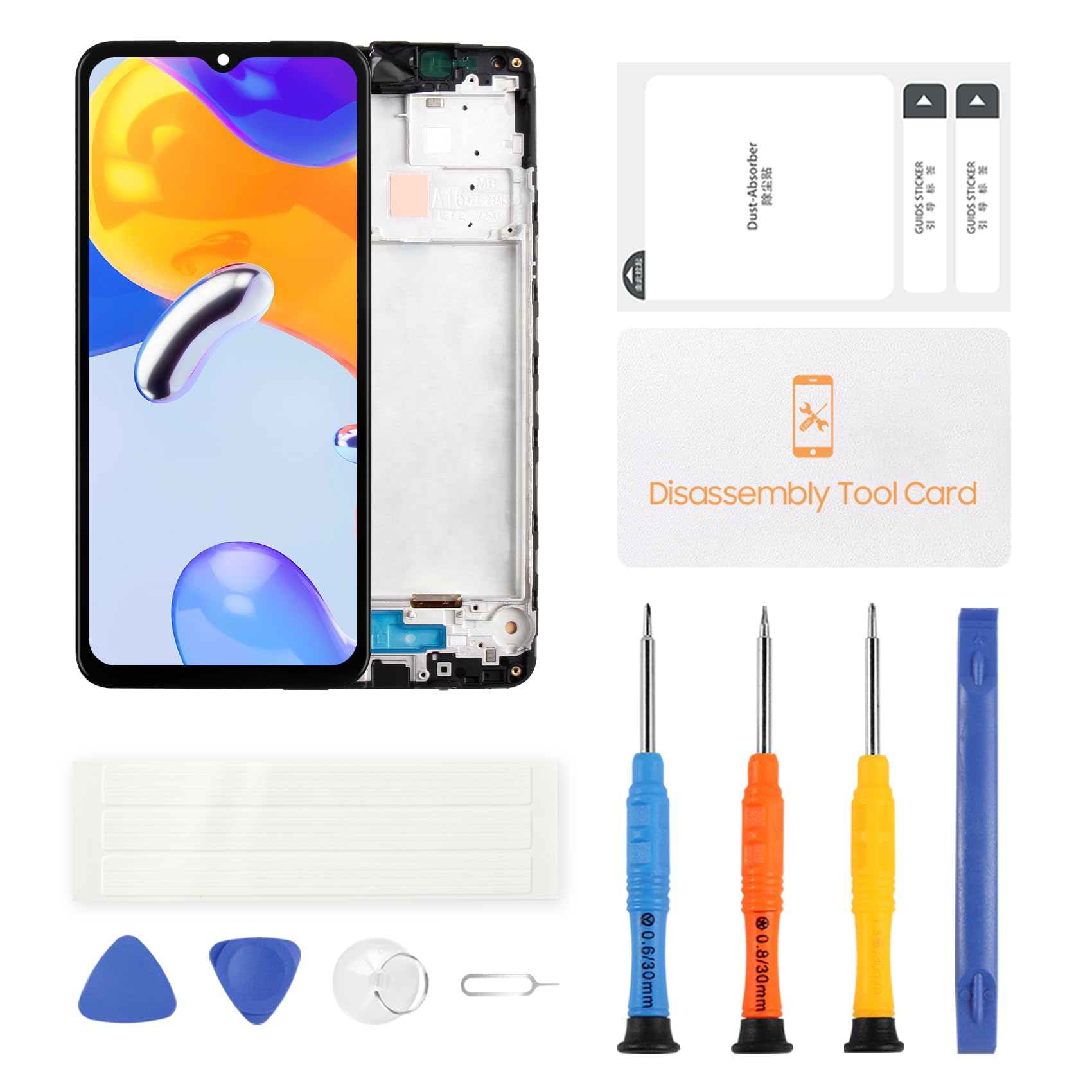 Samsung Galaxy A16 4G A165 SM-A165F A165M Display LCD Touch Screen Digitizer Full Glass Assembly Nero con Telaio