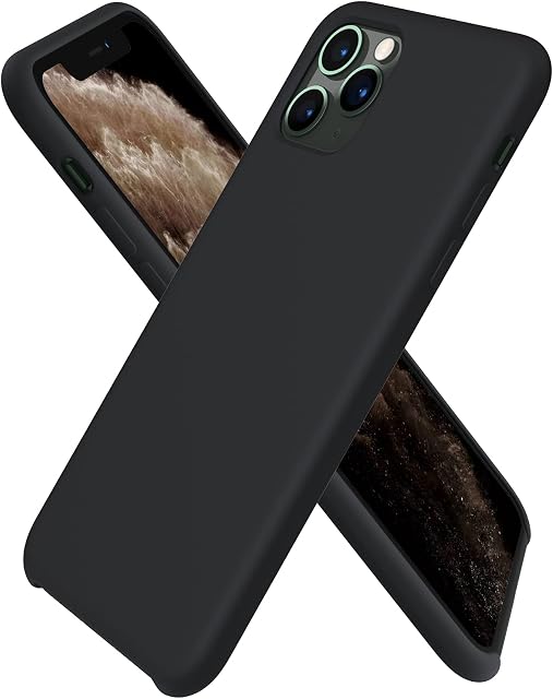 ORNARTO Liquid Silicone Case for iPhone 11 Pro, Slim Liquid Silicone Soft Gel Rubber Case Cover for iPhone 11 Pro(2019) 5.8 inch-Black