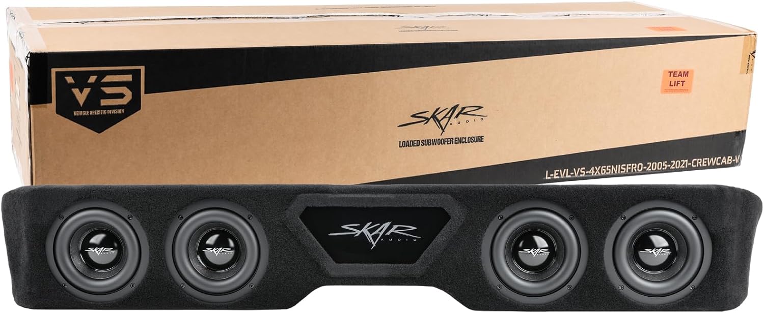 Skar Audio Quad 6.5" Loaded EVL Series Ported Subwoofer Enclosure Compatible with 2005-2021 Nissan Frontier Crew Cab Trucks