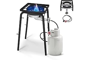 200,000 BTU Single Burner Propane Stove with Adjustable Regulator and Hose
