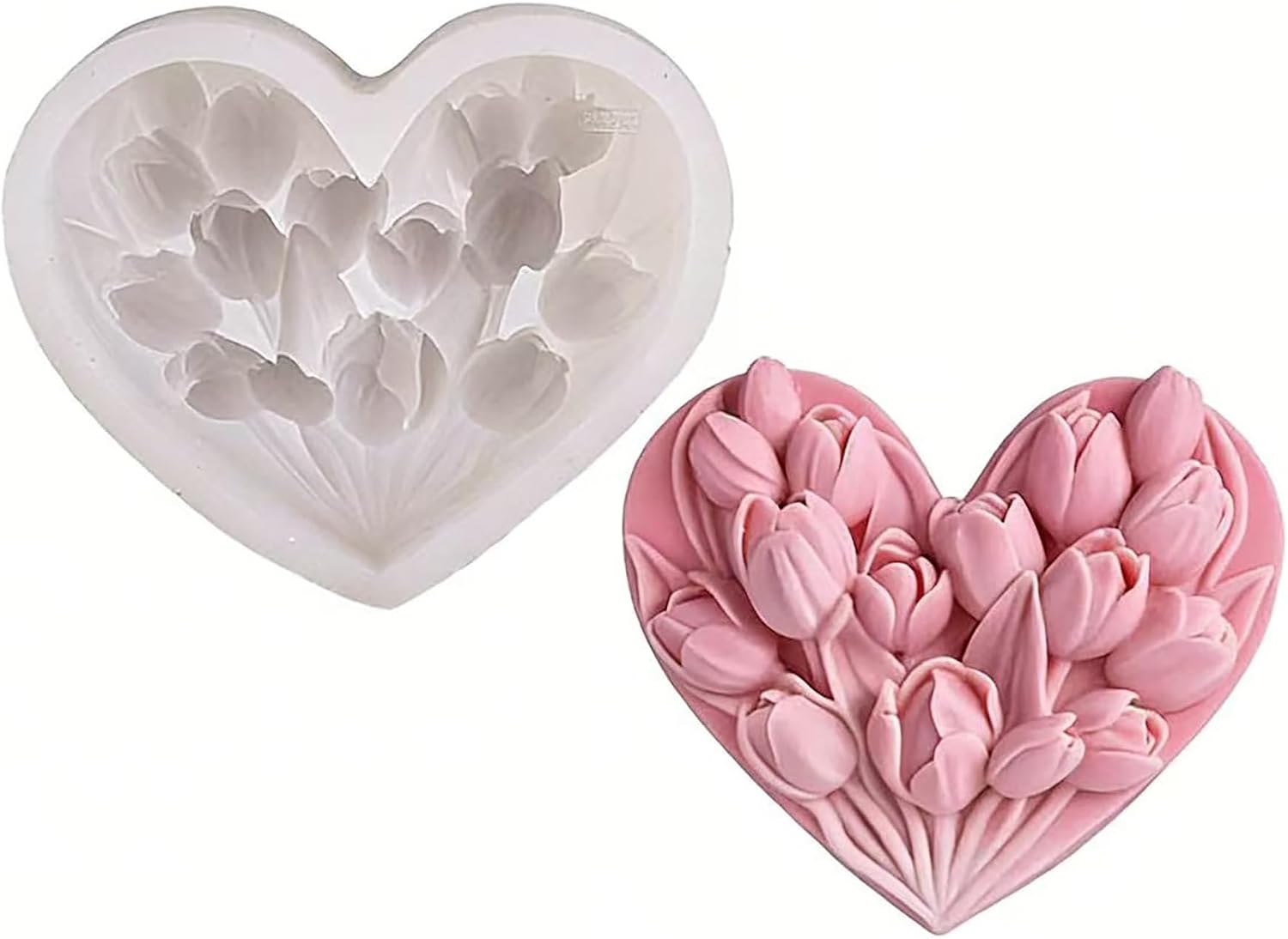 Tulip Heart Flower Petal Mold - Cylinder Molds Silicone Wave Spiral Candle Mold - Silicone Resin Casting Molds for Candle & Resin & Soap Craft Supplies