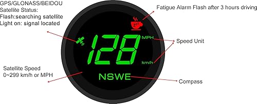 Miniatura 14 de ELING Head Up Display 299 KM/H MPH GPS Velocímetro AI alarma de colisión inteligente Dashcam con ADAS frontal y peatonal de colisión/salida