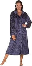 Ladies Luxury Soft Touch Embossed Buttons Long Dressing Gown Dressing Gown Robe Size S to Plus Size UK 10-24