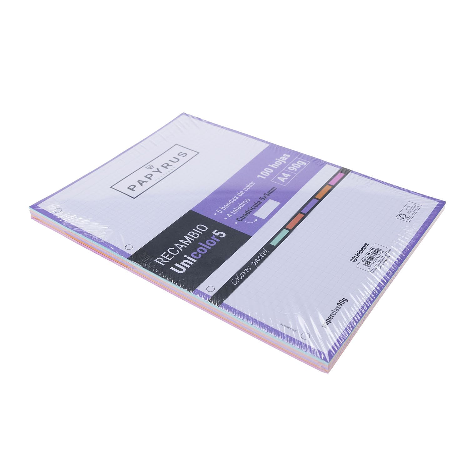 100 Fogli A4 A Quadretti 5mm Con Bordi Colorati - PaperClas 90g Per Appunti