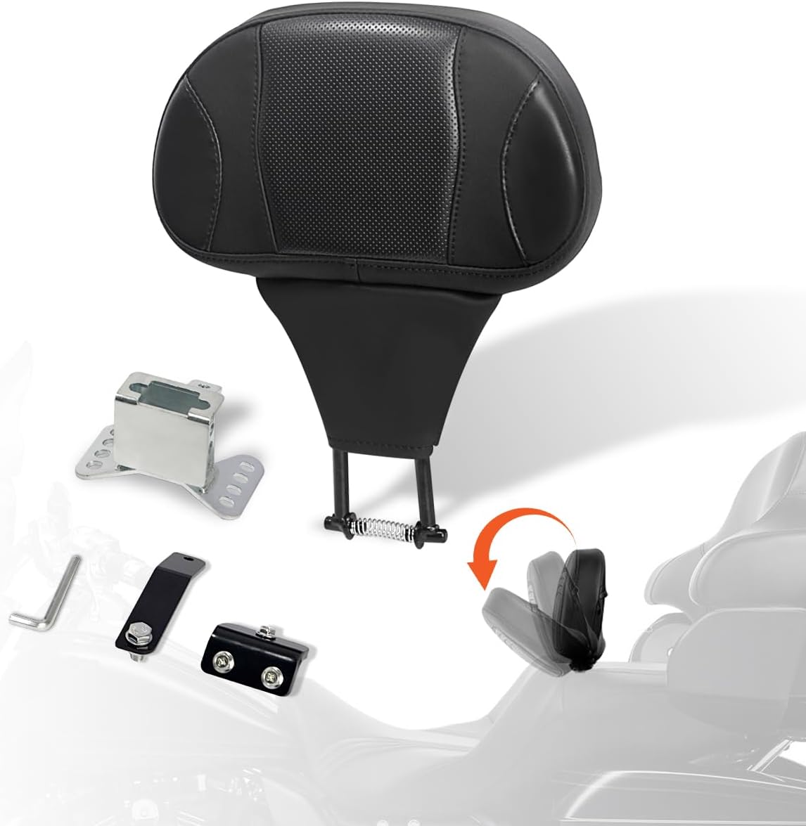 FOVPLUE Adjustable Rider Backrest,Detachable Plug-in Driver Backrest Pad w/Mounting Kit for Harley Touring 2009-2025,for CVO Road Glide Street Glide Tri Glide FLHTK/L Electra Glide Road King,Style 4