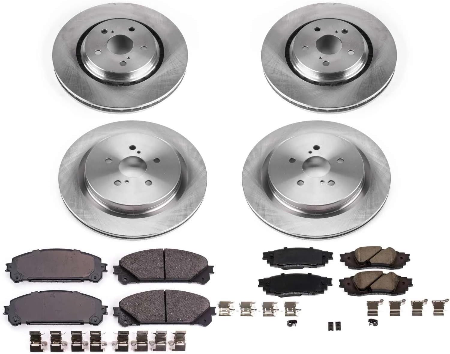 PowerStop Front and Rear Brake Kit For Lexus RX350 2016-22 |RX350L 2018-22 |RX450h 2016-22 |RX450hL 2018-22 - Disc Rotors & Ceramic Brake Pads Replacement, KOE7606