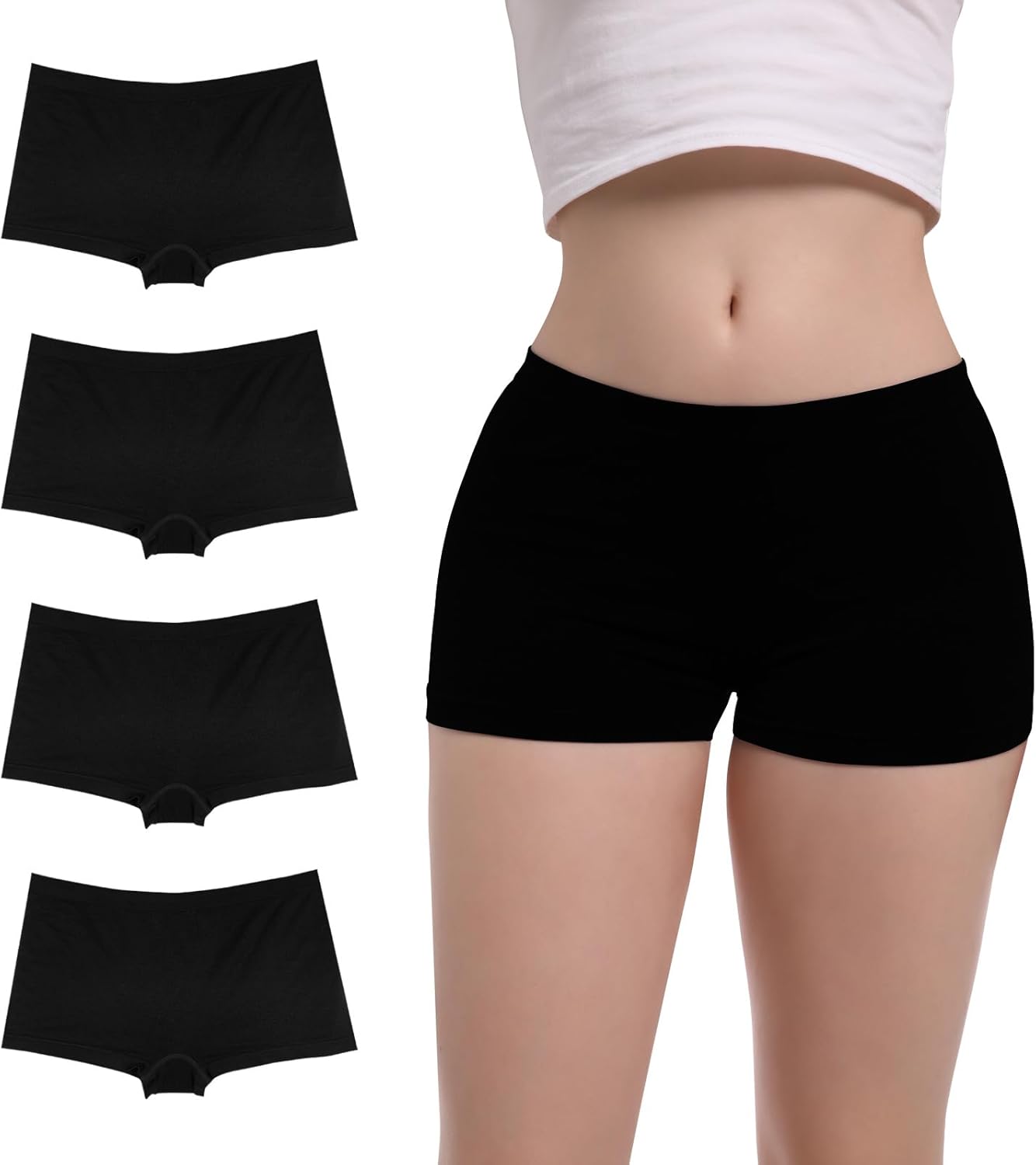 Seamless Boyshorts Stretch Nylon Full Coverrage Boxer Briefs Anti Charing Women Panties 4 Pack
