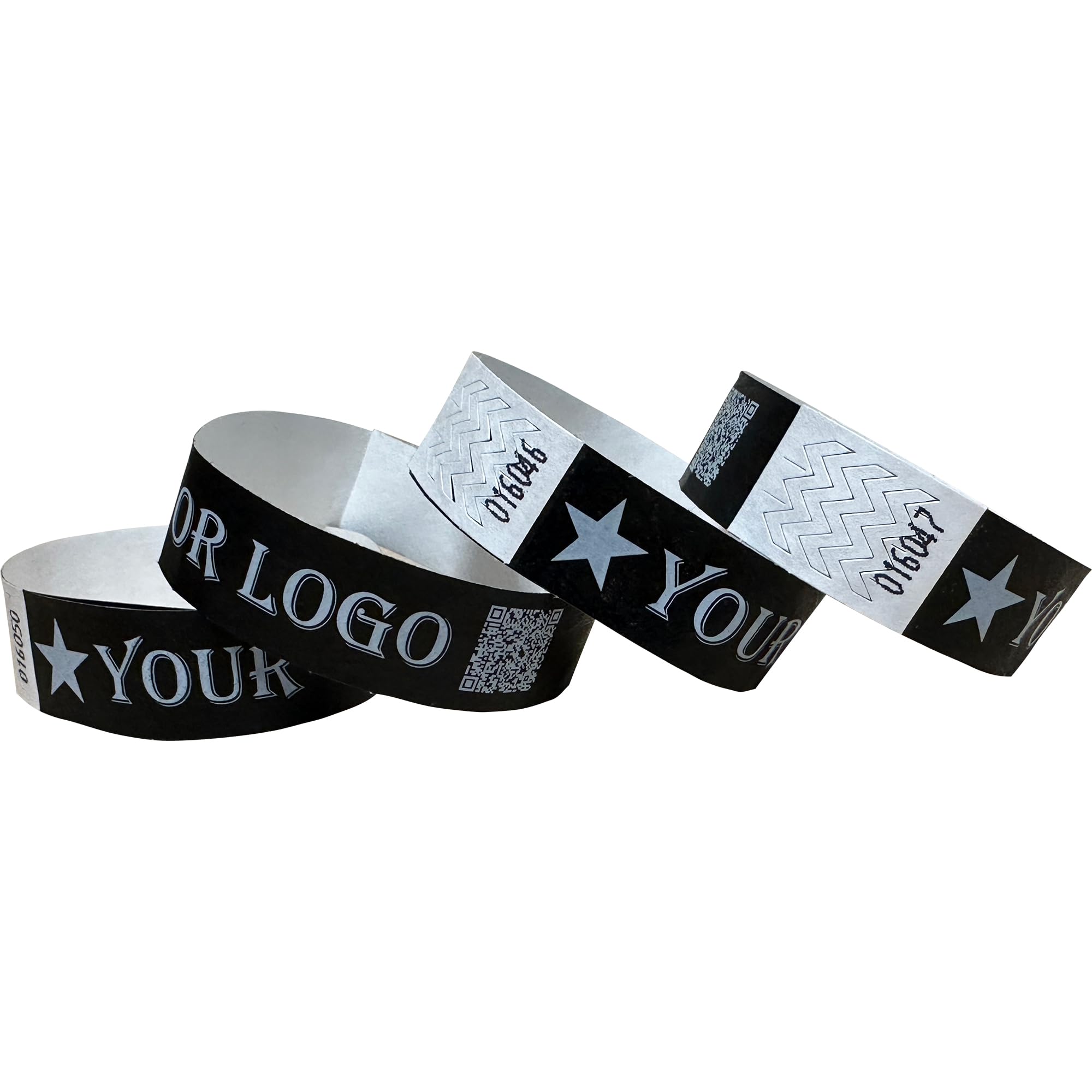 400 Schwarz Individuell Bedruckte Tyvek-Armbänder mit Ihrem Personalisierten Text/Logo für veranstaltungen, Partys, Festivals, ID
