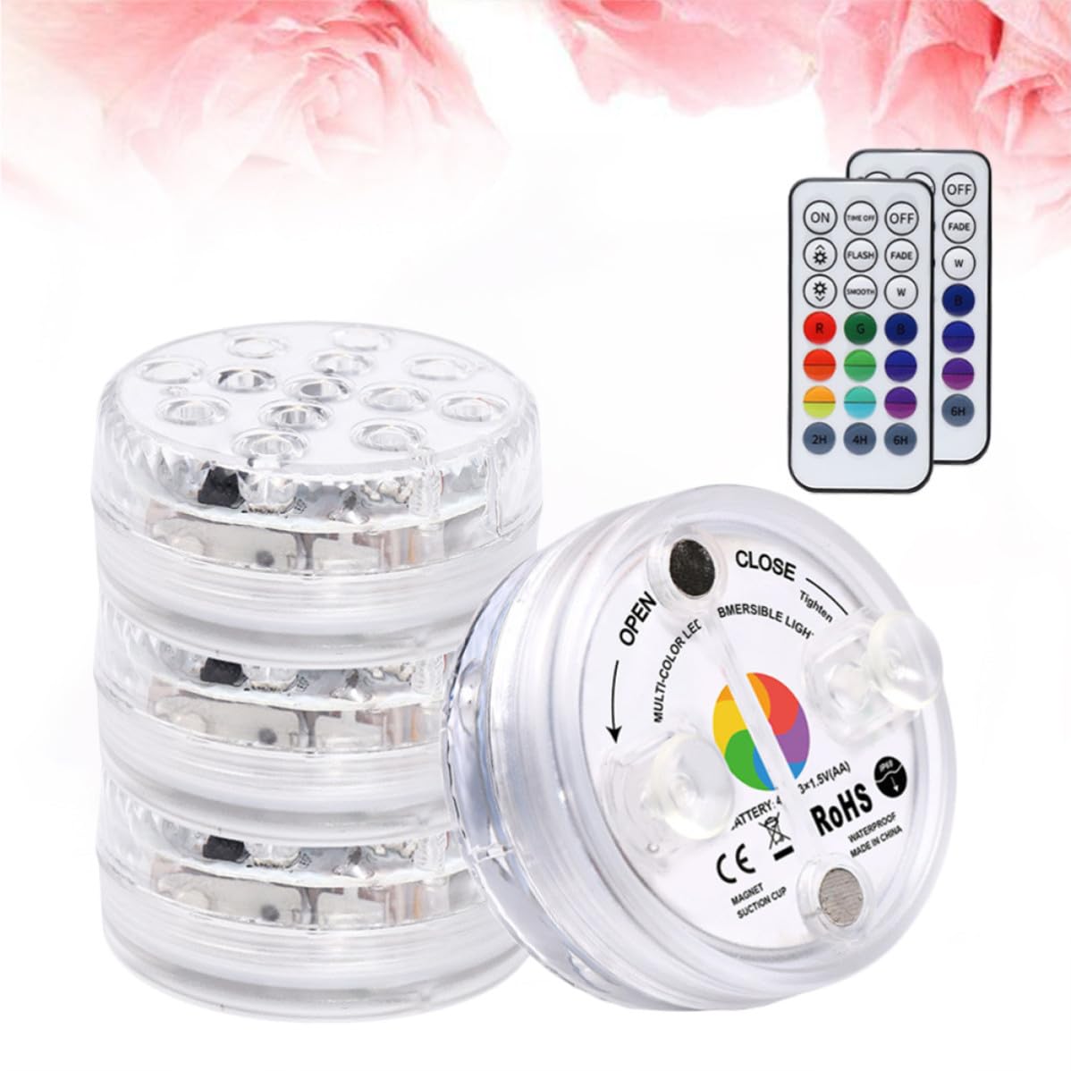 Gatuida 4 Piezas Lámpara Sumergible para Pecera con Control Remoto y Ventosa Magnética, Luz LED Decorativa Ip66 para Acuario y Estanque Pequeño, Color Blanco