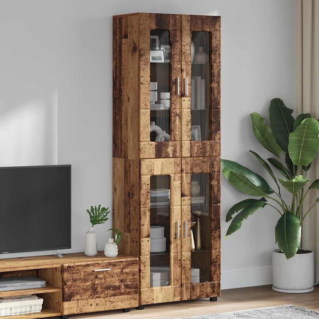 Armadietto alto, 60 x 35 x 182 cm, in legno anticato e legno con vano