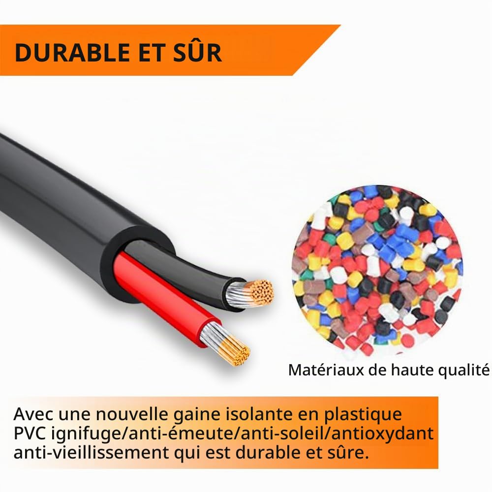 2x1,3mm² 16 Gauge 2 Conducteur Fil Électrique, 30.48M Câble Torsadé Basse Tension 16/2, Rallonge Cordon d'Alimentation pour Lampe LED, Automobile, Bateau, Électronique