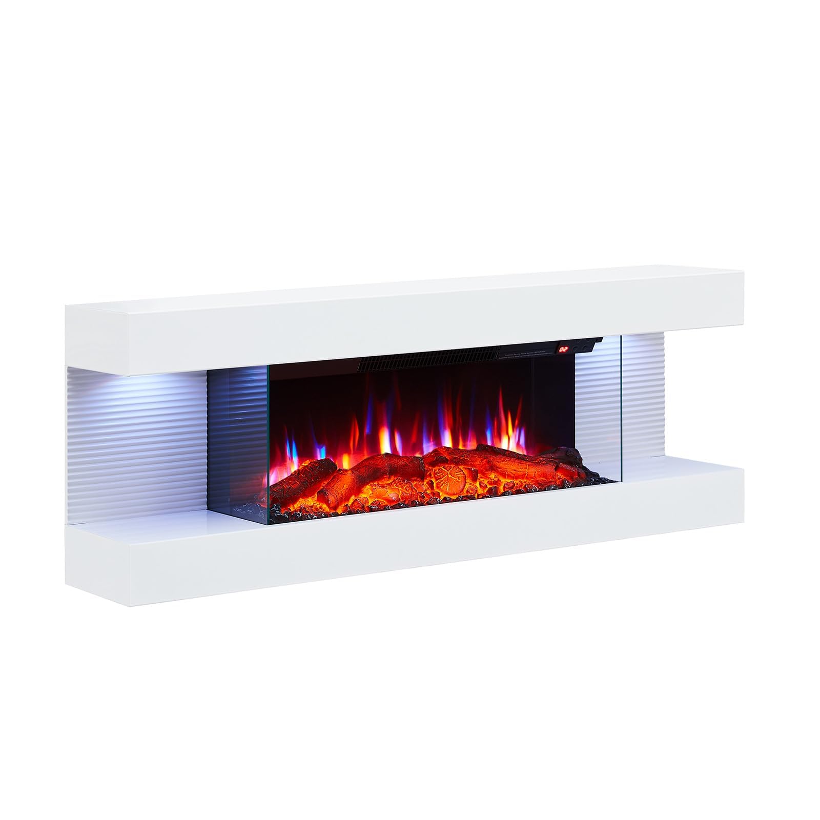 BALDERIA Lumina Chimenea Eléctrica de Pared Blanca con Llama LED 3D y Calefactor