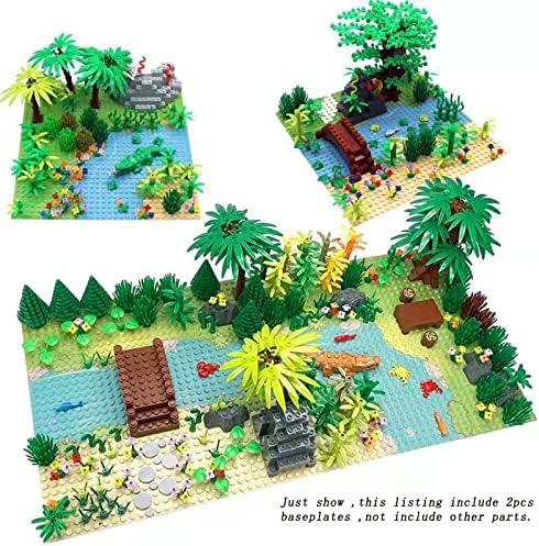 Miniatura 5 de MIUTRUE Baseplates - Bloque de construcción de ladrillo clásico de 10 x 10 pulgadas, diseño de campo de pastizal y río, juguete para caminos de la
