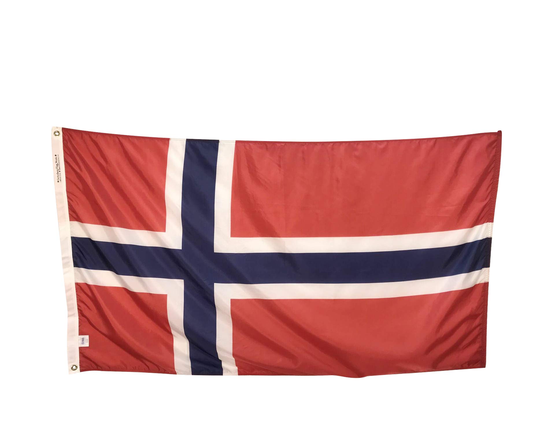 12x18" Norway Boat Flag - Durable and Fade Resistant All Weather Nylon, With Canvas Header and Brass Grommets, 4 Rows of Fly End Stitching, Made in USA