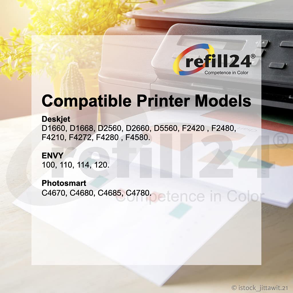 refill24 Kit de recharge compatible pour cartouches d'encre HP 300, 300 XL noir, avec clips et accessoires + 100 ml d'encre